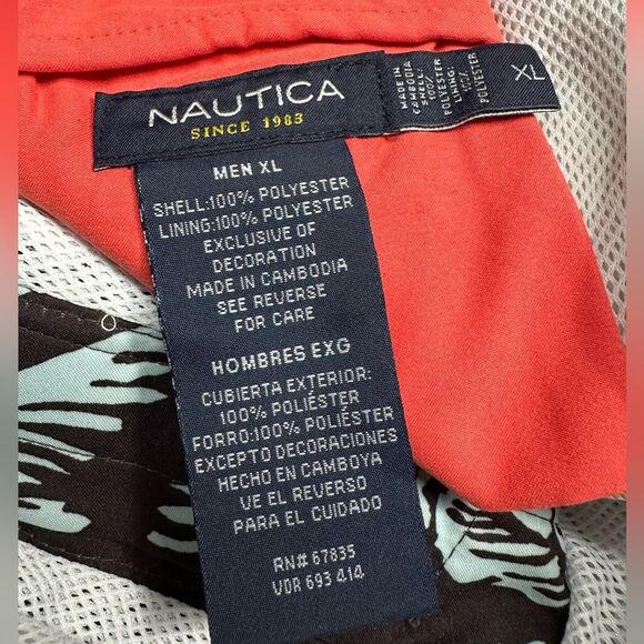 Nautica Men's Swim Trunks, Navy & White Tropical Print Beach Shorts Size XL NWT - Picture 5 of 12